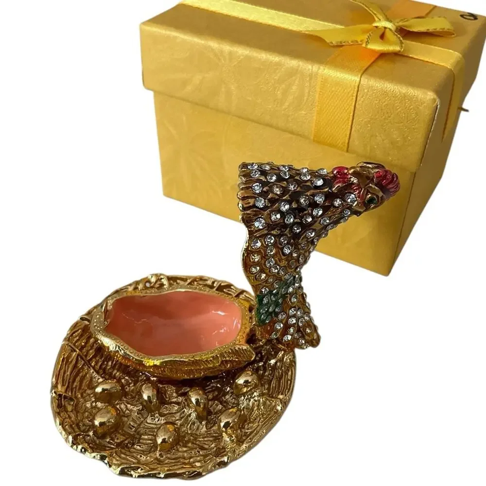 Trinket Jewelry Box Box Bejeweled Hen on her Nest Bling Figurine Gift Box NIB